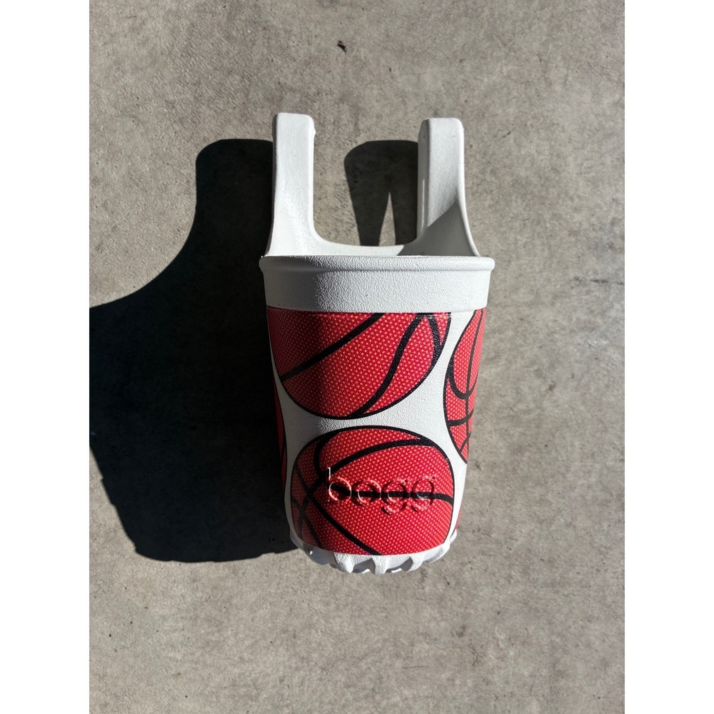 Bogg Bag Bogg Bits Basketball Cup Holder Attachment White Red Basketball Print